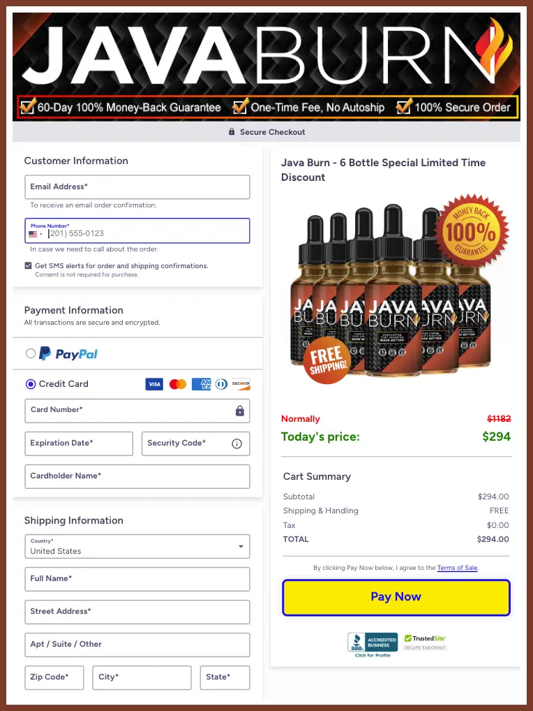 Java Burn Official Website Secure Order Page